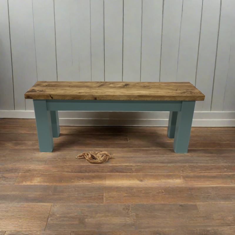 Farmhouse Dining Table & Bench Set with Square Legs - 15% Discount Applied at Checkout
