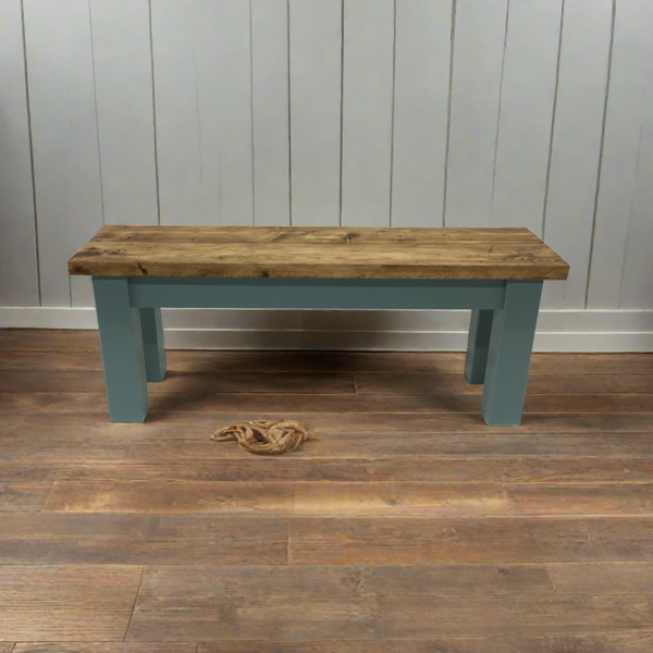 Farmhouse Dining Table and Bench Set Rustic Table Handcrafted