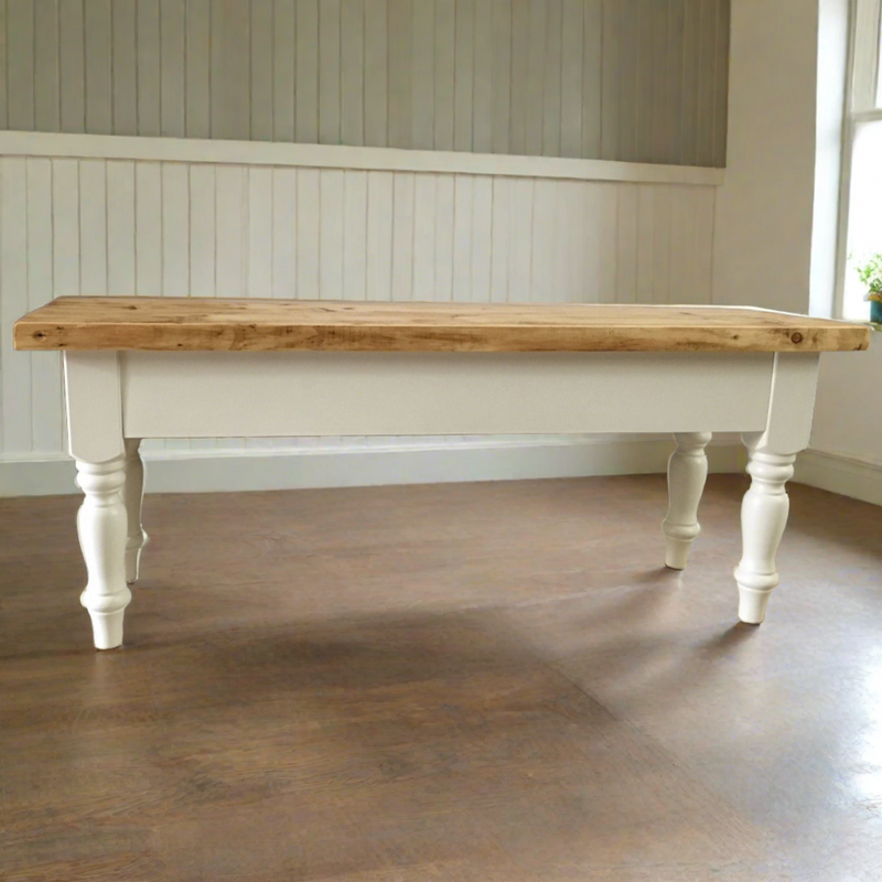 Farmhouse Dining Table & Bench Set with Turned Legs - 15% Discount Applied at Checkout