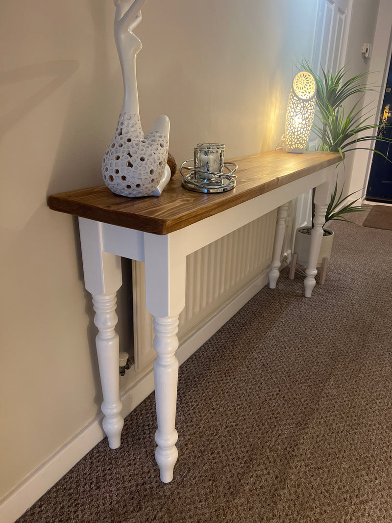Console Table made from Repurposed Timber with Turned Legs
