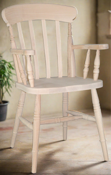 Slat Back Carver Wooden Farmhouse Dining Chair