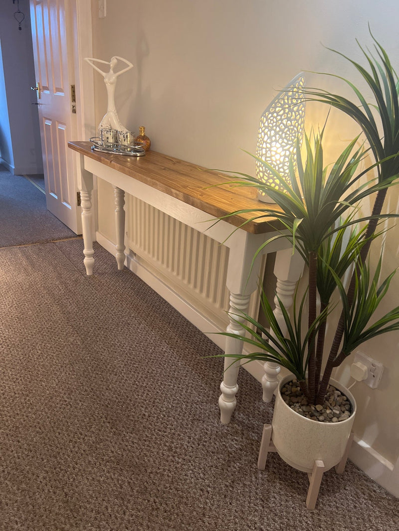 Console Table made from Repurposed Timber with Turned Legs