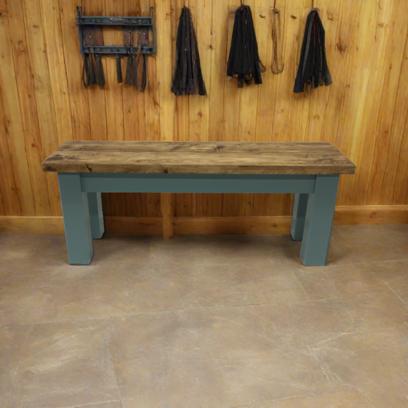 Extra-Wide Farmhouse Dining Table & Bench Set with Turned Legs