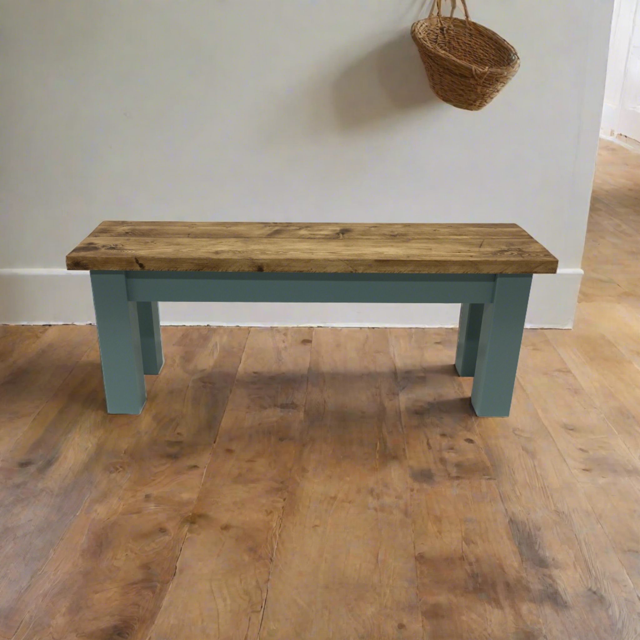 Farmhouse Dining Table and Bench Set Reclaimed Wood Handcrafted