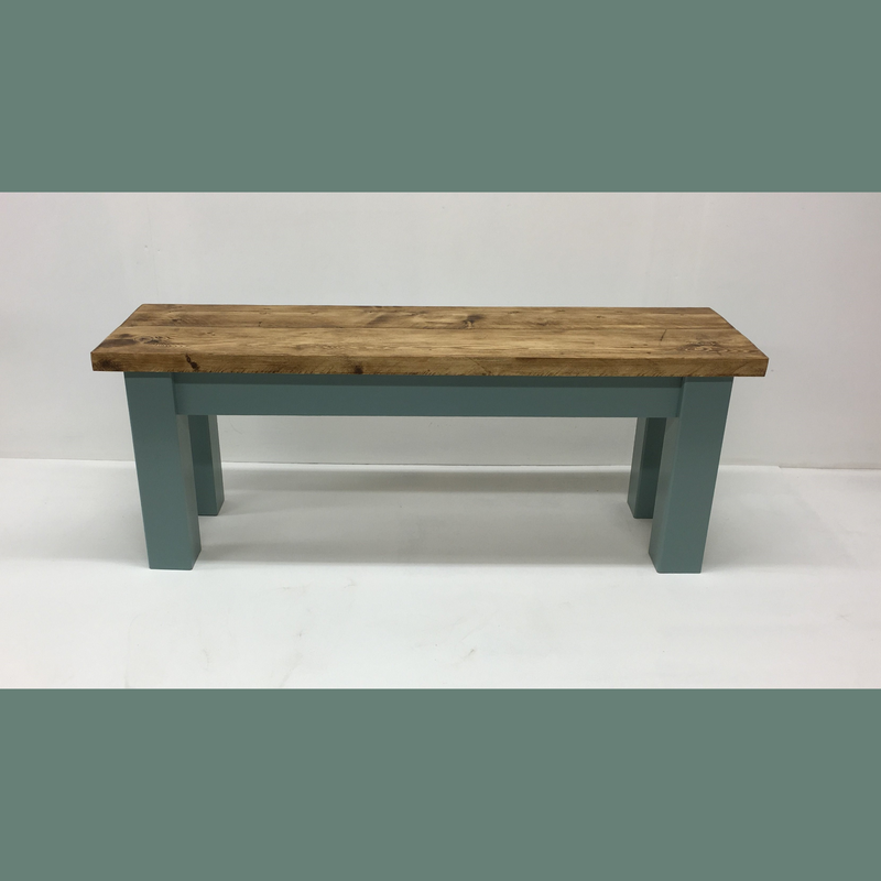 Farmhouse Dining Table & Bench Set with Square Legs