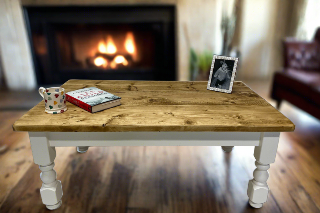 Coffee Table made from Repurposed Timber with Refectory Legs