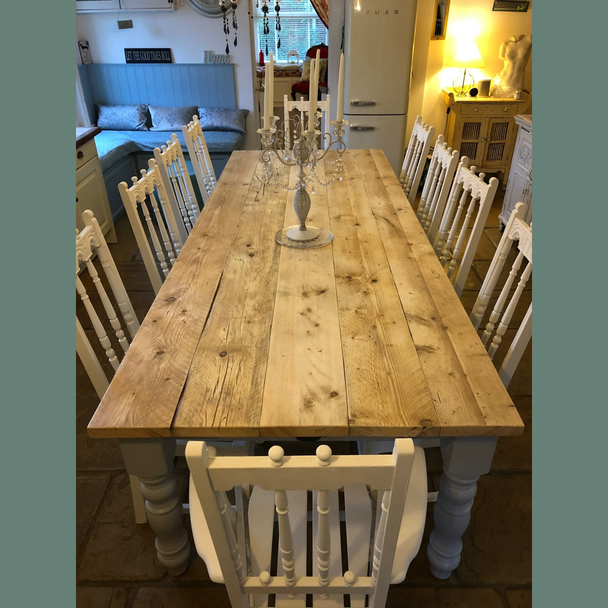 Farmhouse Dining Table Repurposed Wood Handcrafted Cotswold