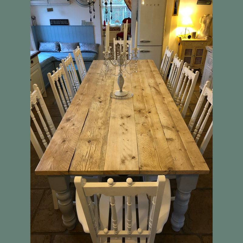 Extra-Wide Farmhouse Dining Table with Turned Legs