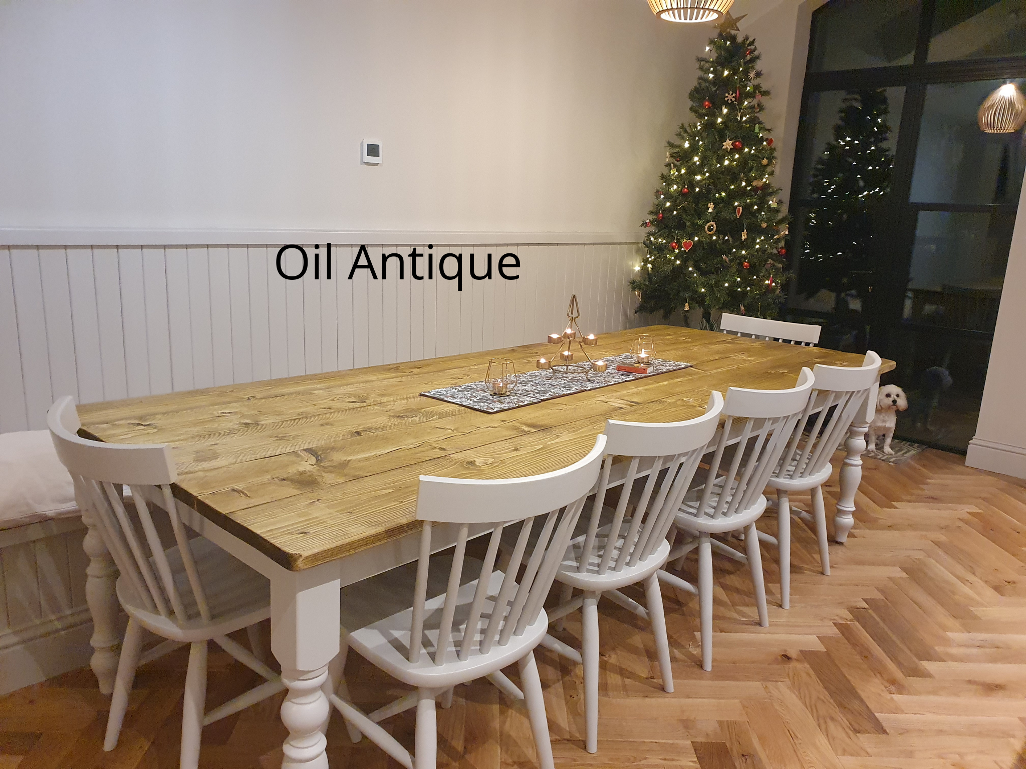 Farmhouse Dining Table and Bench Set Reclaimed Wood Handcrafted