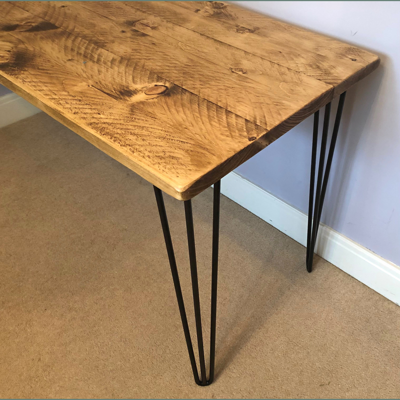 Desk made from Repurposed Timber with Black Hairpin Legs